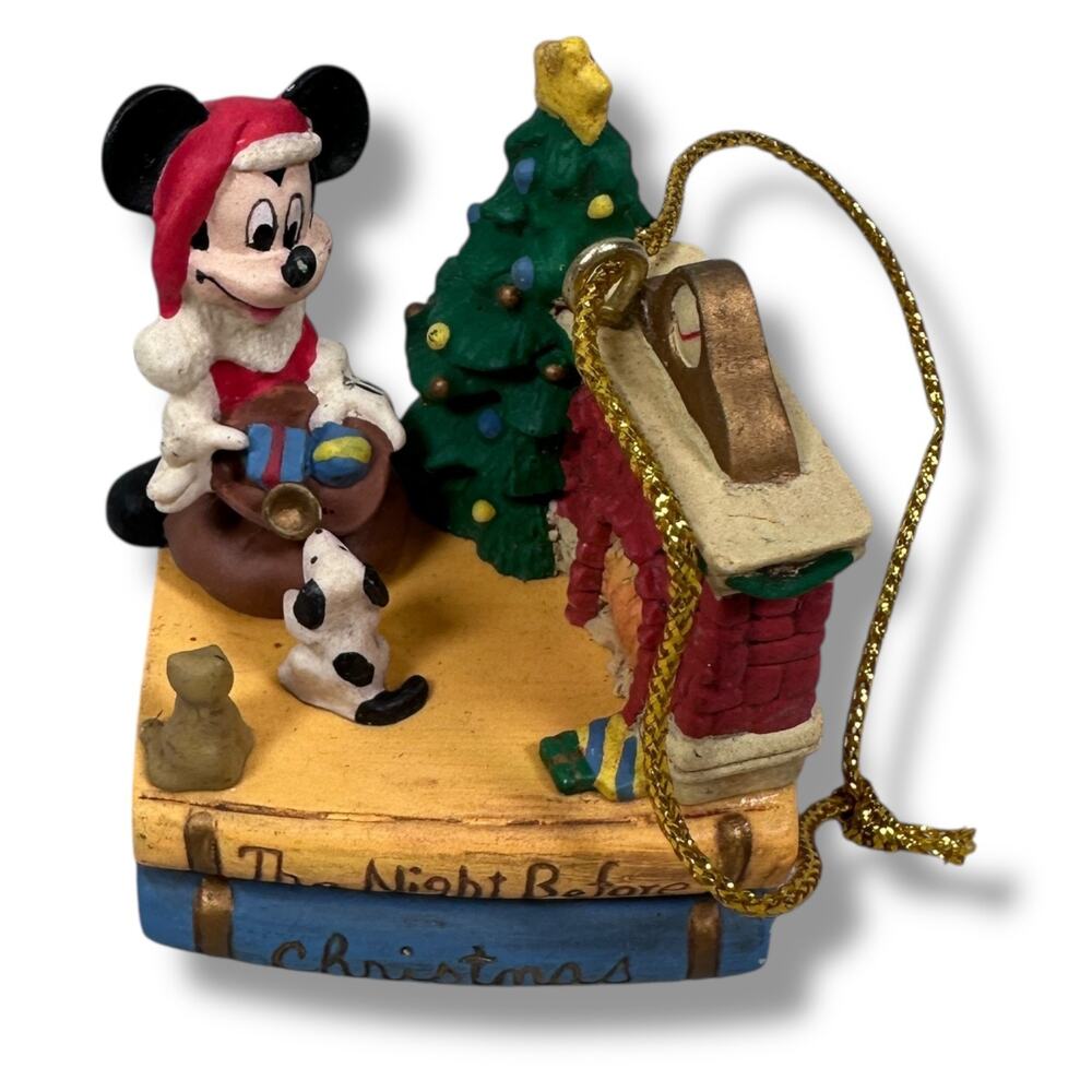 Vintage Disney The Night Before Christmas Mickey Mouse Ornament Fireplace 90s